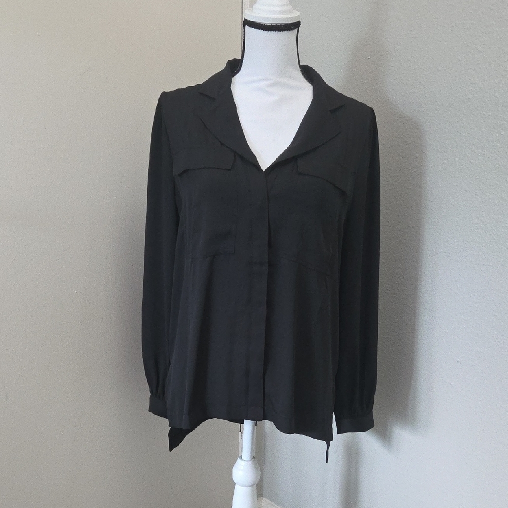 White House Black Market Black Button Down Shirt